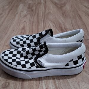 Vans Kids Checkered Slip-On Shoes - Black and White